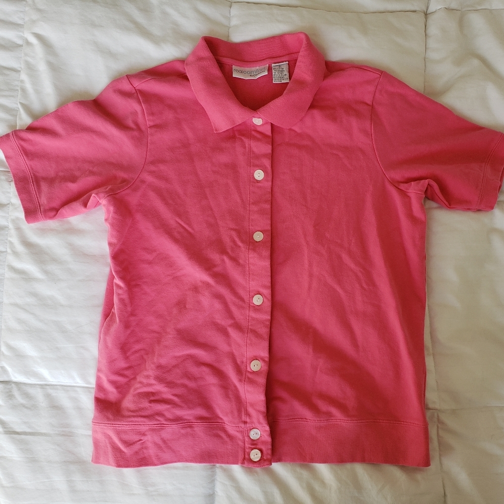 Real Comfort by Chadwick's Pink Collard Top